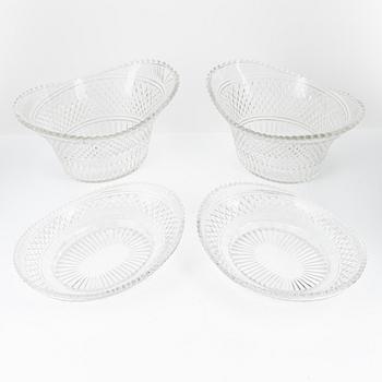A pair of cut glas jardiieres on stands, 19th Century.