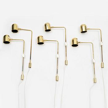 A set of six brass wall lights, Bergboms, second half of the 20th Century.