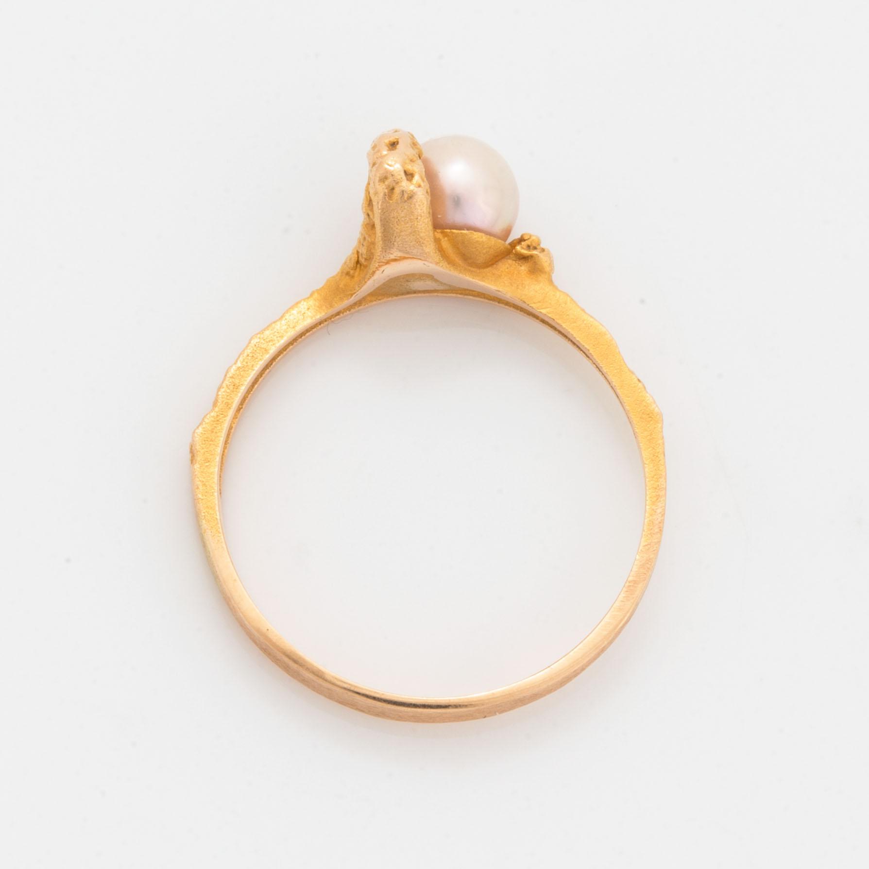 Björn Weckström, a cultured pearl ring, Lapponia, 1991.