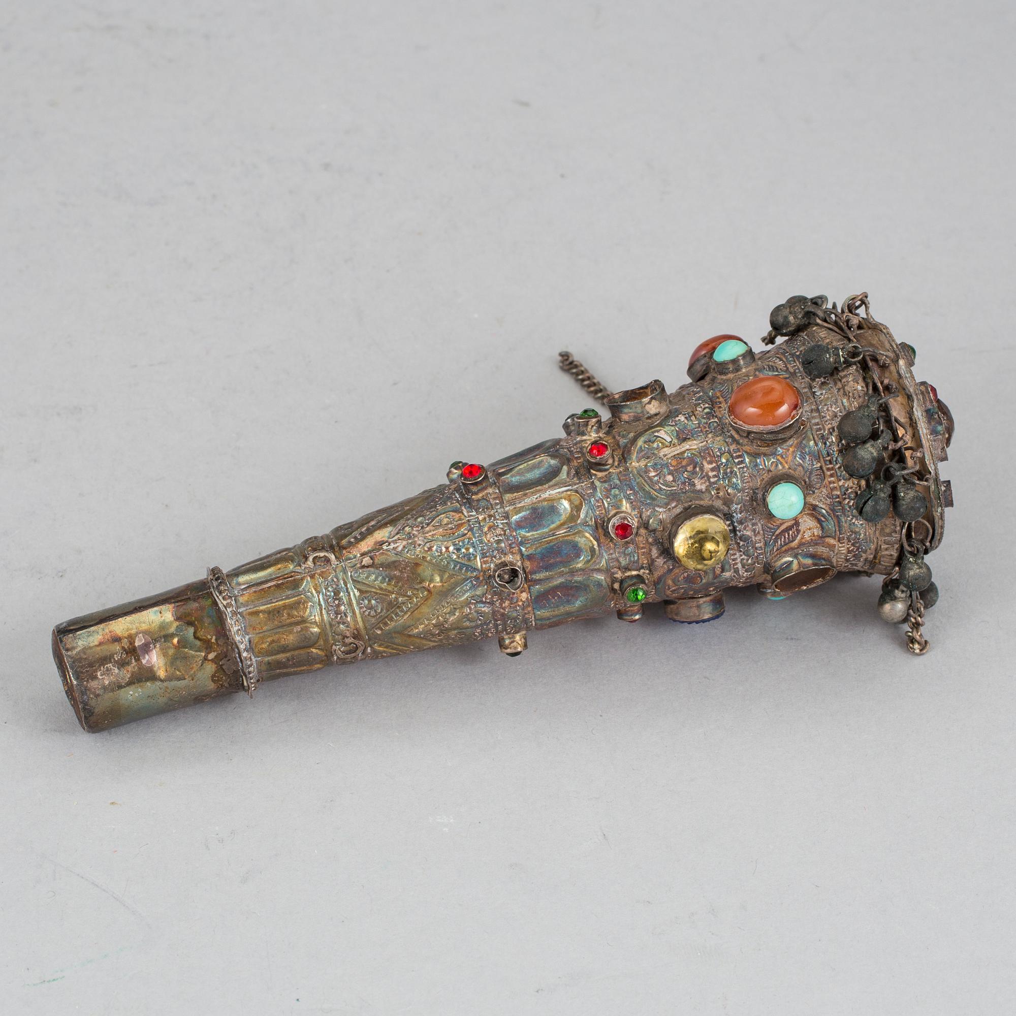 An inlaid silver pipe. presumably India, early 20th century.