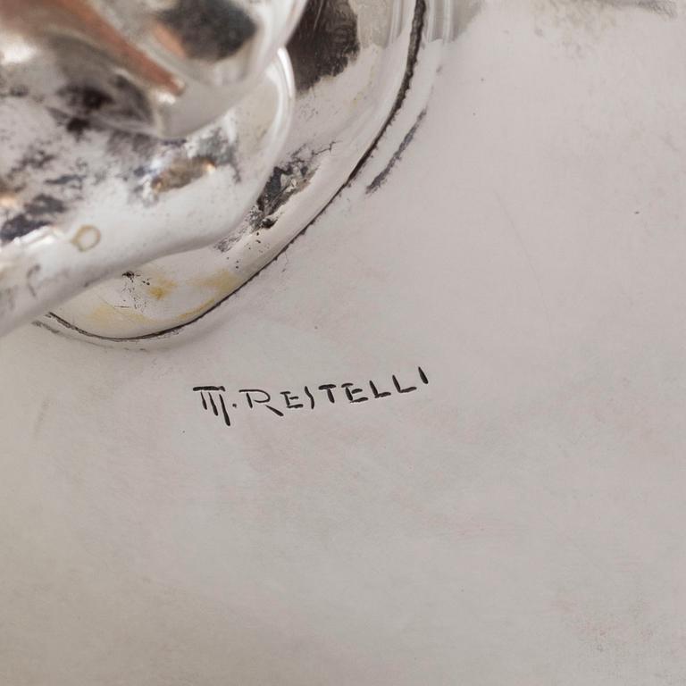 MARIO RESTELLI, a lidded silver bowl signed M. Restelli.