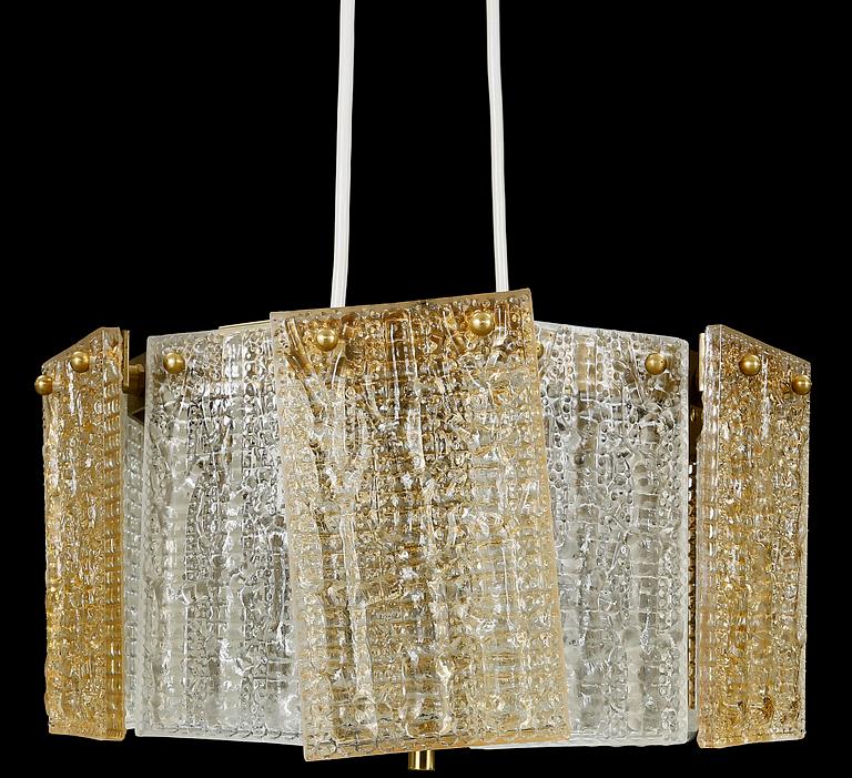 TAKLAMPA, glas och mässing, 1960/70-tal.