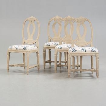 Ephraim Ståhl, Four Gustavian chairs by Ephraim Ståhl, master 1794.