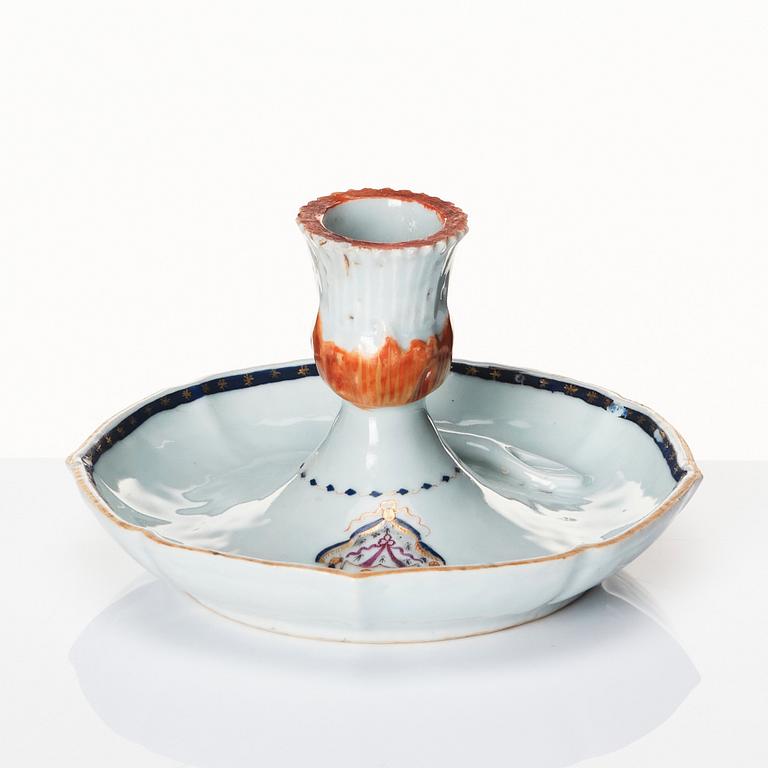 Nattljusstake, kompaniporslin. Qingdynastin, Jiaqing (1796-1820).