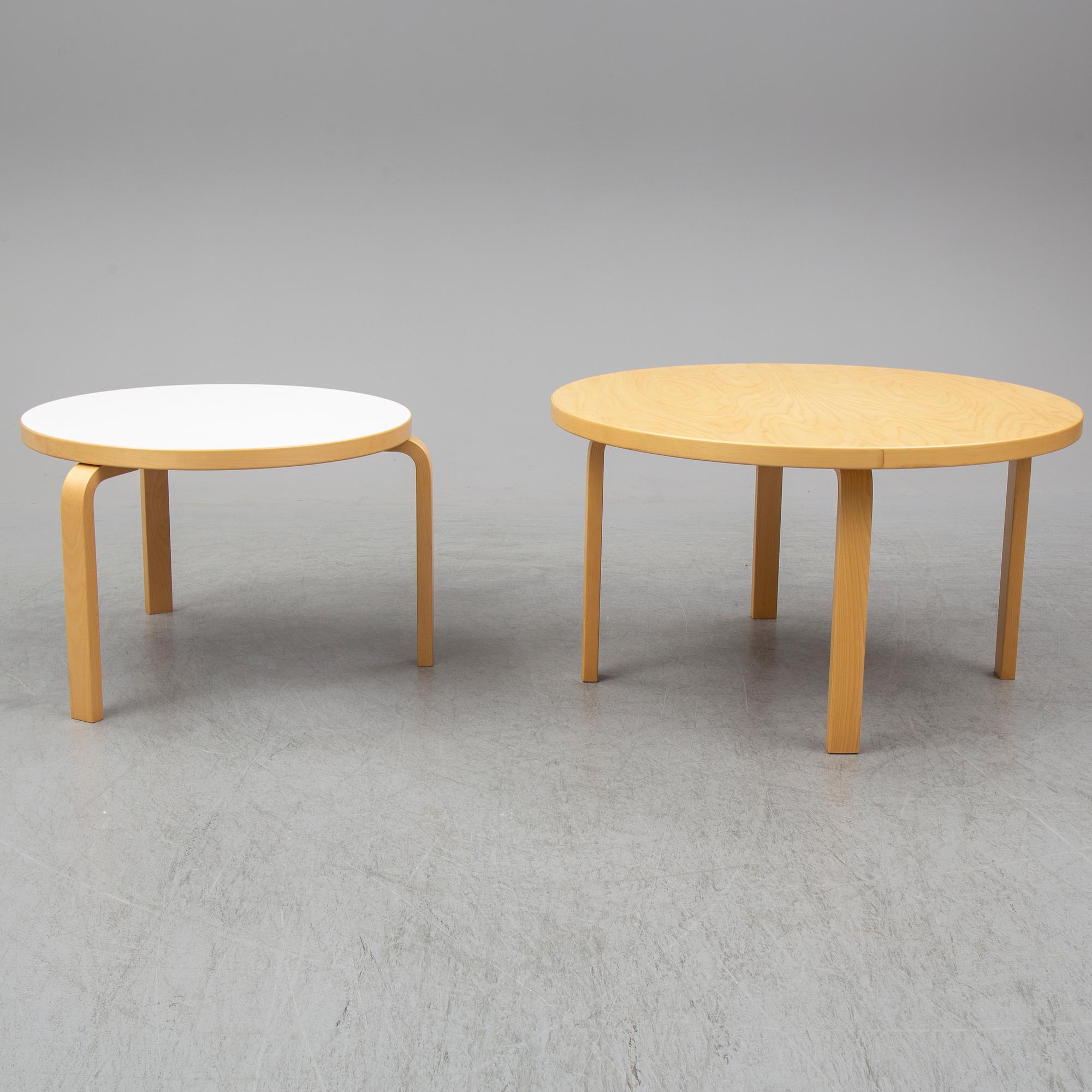 ALVAR AALTO, two tables, Finland, Artek.