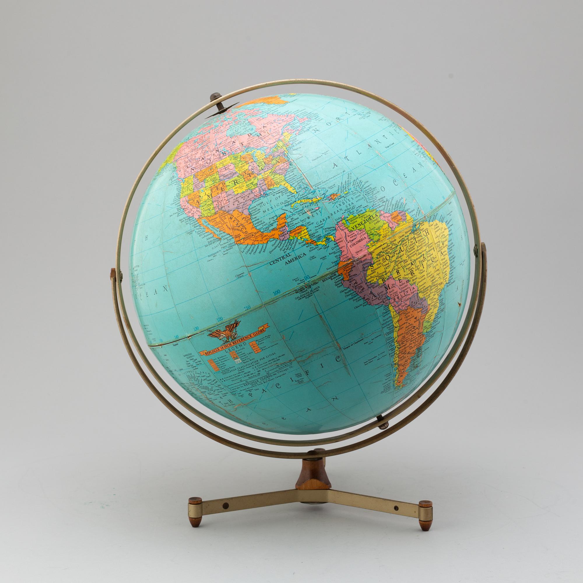 A "LEGEND" GLOBE, USA, first half of the 20th century.