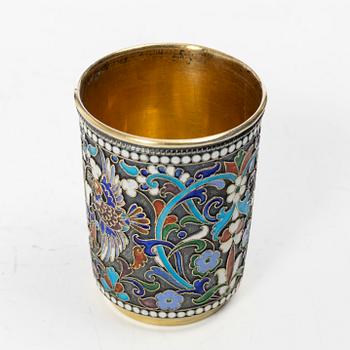 Bägare, silver och emalj, Moskva, Ryssland, tidigt 1900-tal.