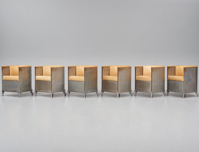 Mats Theselius, a set of six custom ordered "Aluminiumfåtölj", Källemo, Värnamo ca. 1990.