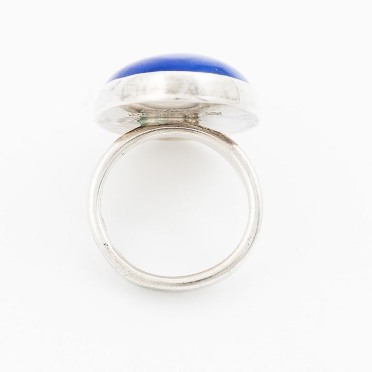 Ring, sterling silver with blue stone, 1992.