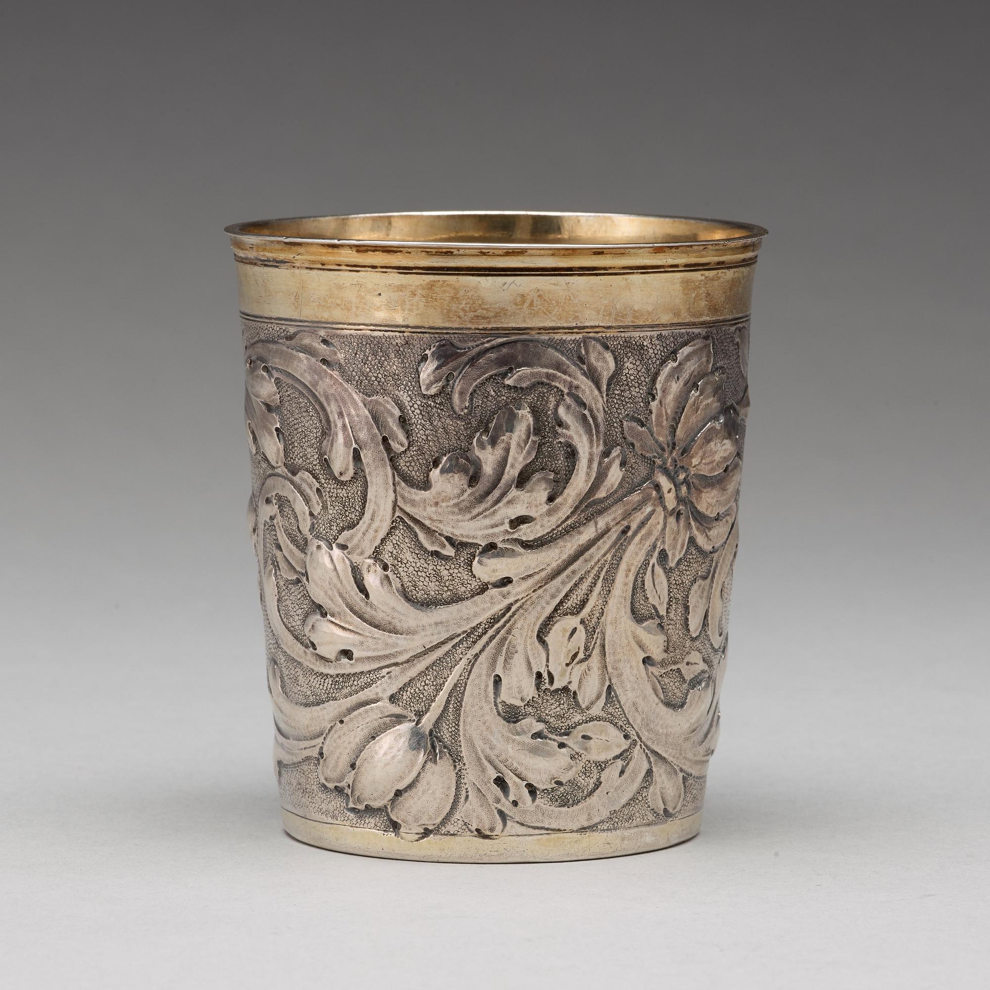 Cornelius Poppe, bägare, silver, Augsburg 1690. Barock.