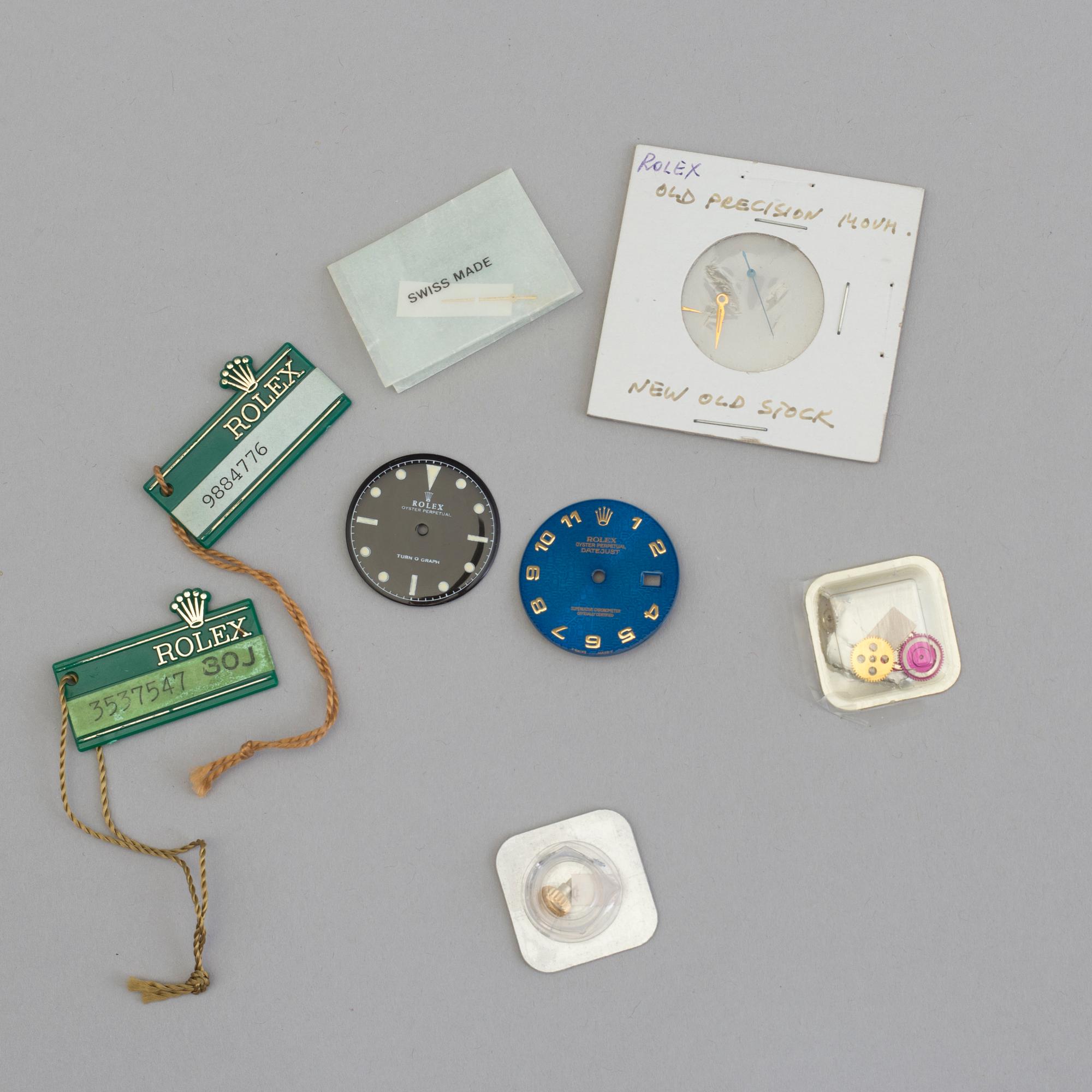 ROLEX, dial, crown, hands, hang-tag,