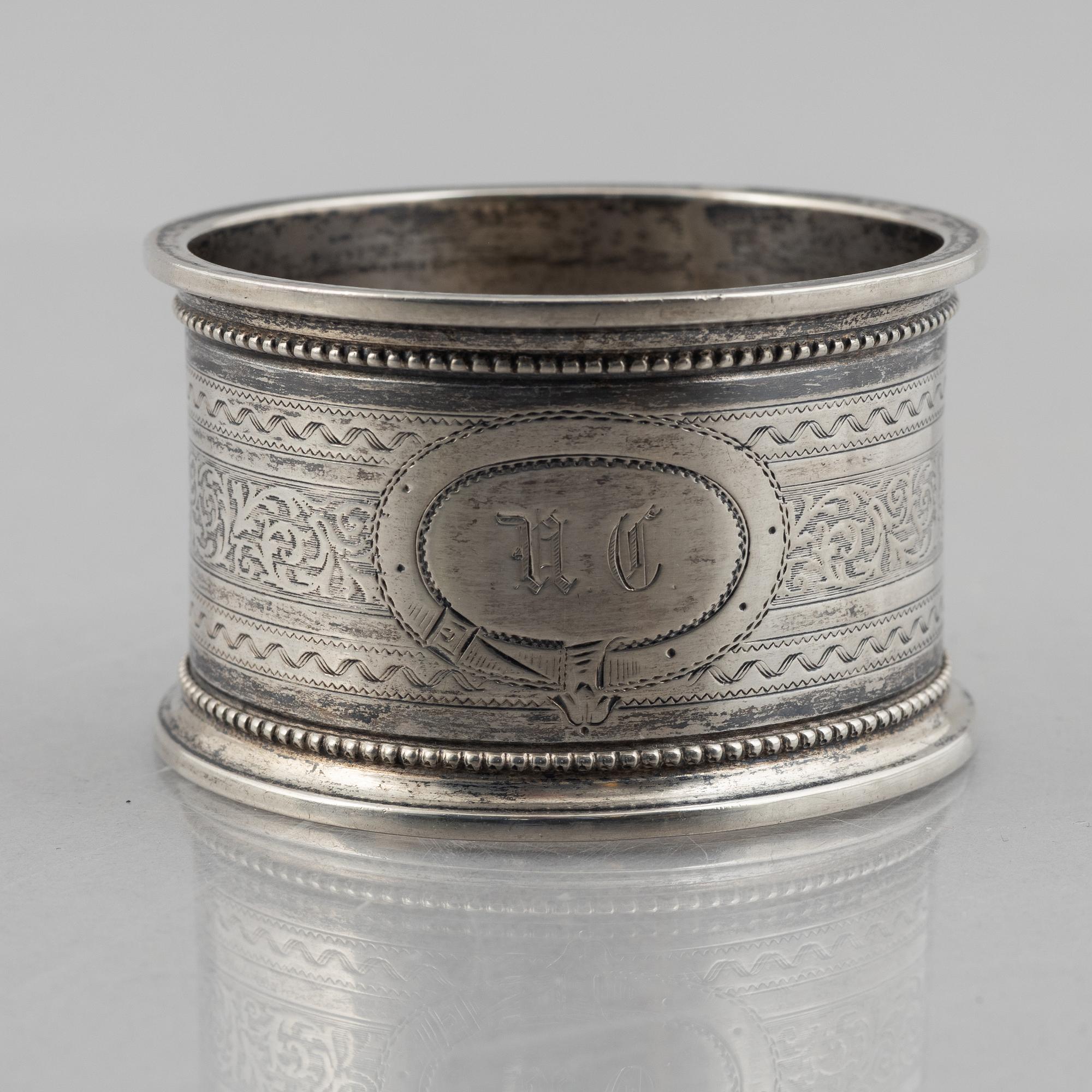A collection of silver napkin rings, mostly England, Denmark (46 pieces).