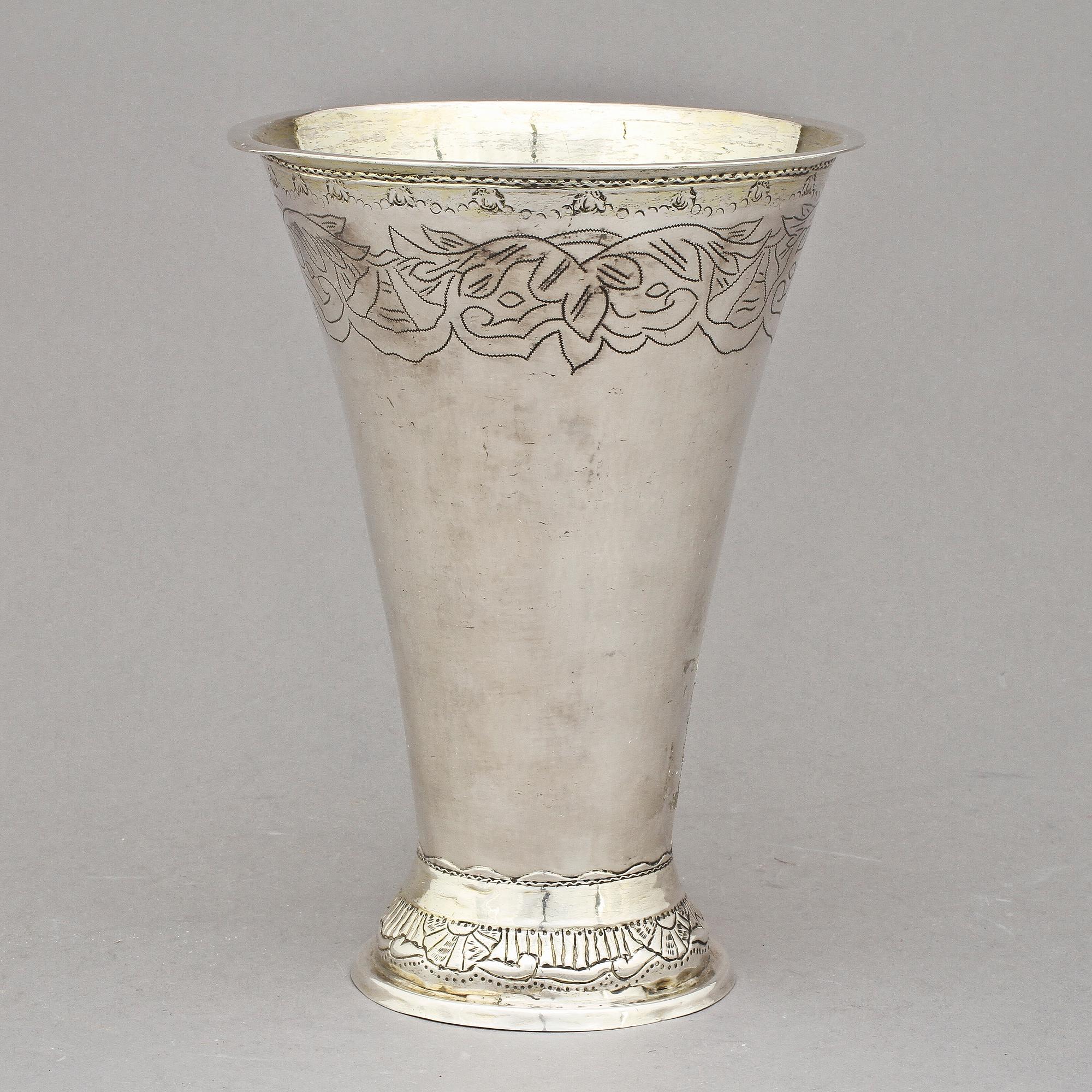 BÄGARE, silver, Sven Nyberg, Varberg, 1777. Vikt 400 g.