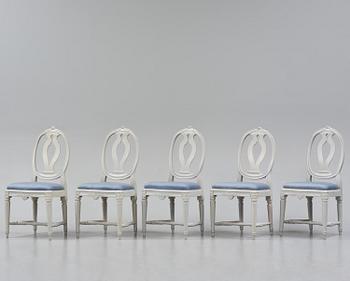 A set of five Gustavian chairs by J. E. Höglander (master in Stockholm 1777-1813).