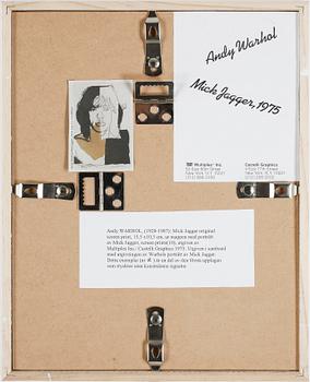 ANDY WARHOL efter, 2 st, färgoffsettryck, ANNOUNCEMENT CARD, Mick Jagger, 1975.