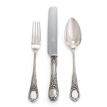 A 34-piece Br. Grachev silver cutlery set, Imperial Warrant, Saint Petersburg, 1898.