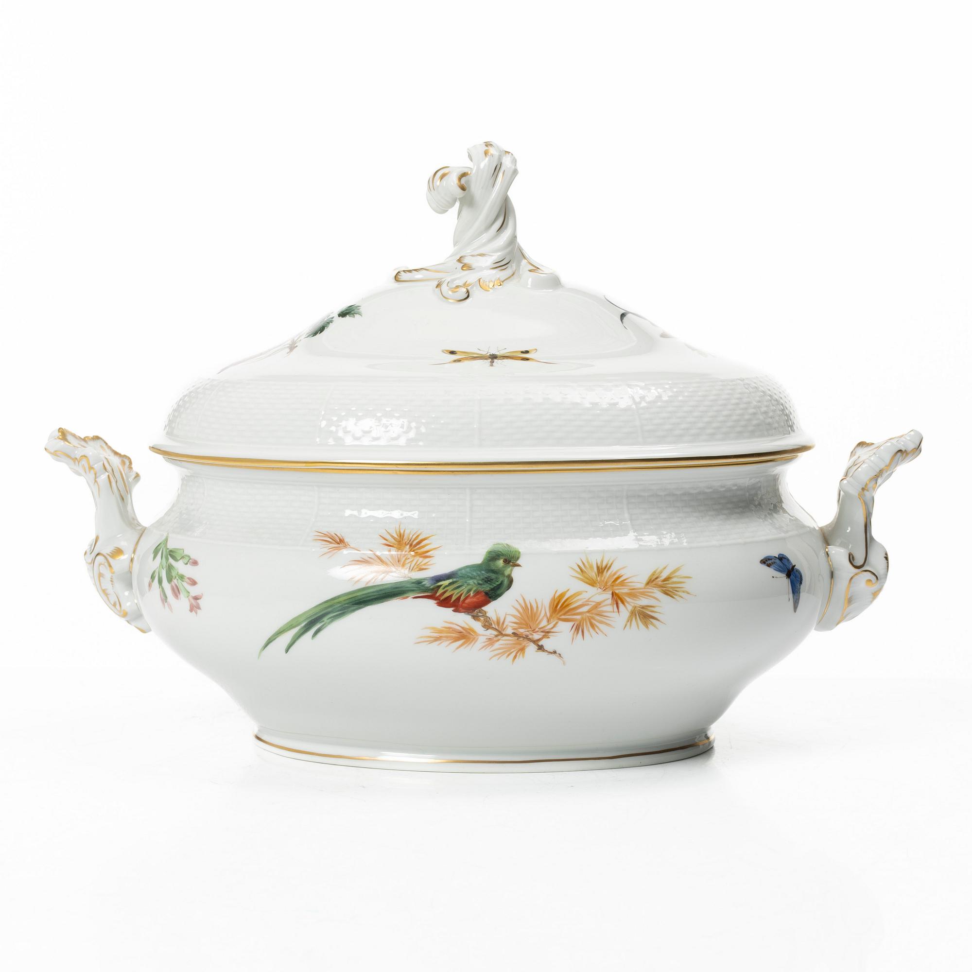 Terrin med lock, porslin, Meissen, Tyskland, 1930-40-tal.