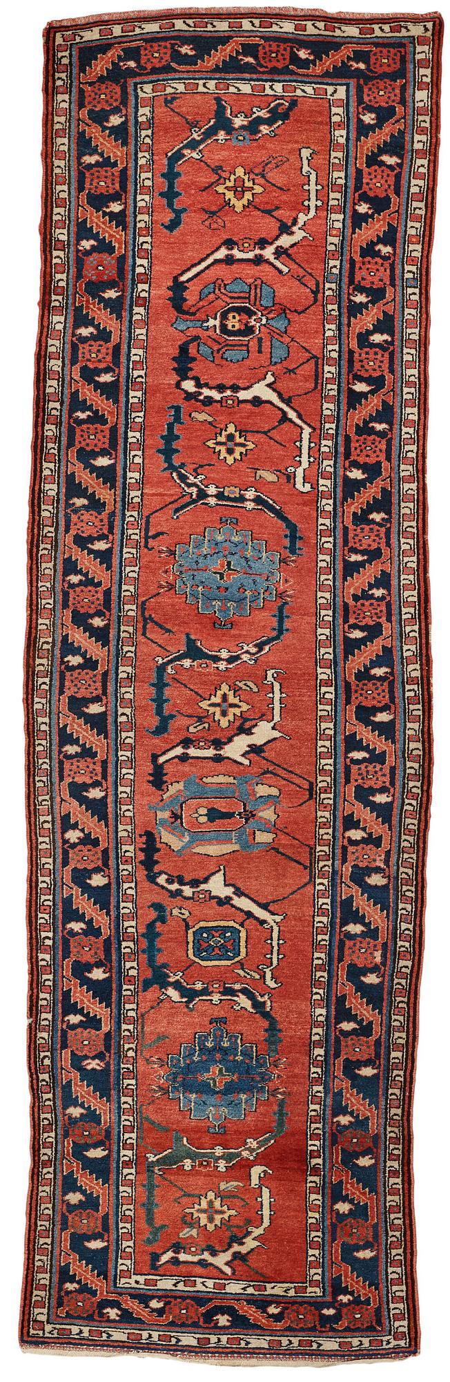 Gallerimatta, antik/semiantik  Västpersisk, ca 321,5  x 91,5-98 cm. (samt kortsidorna med ca 2-3 cm slätväv).