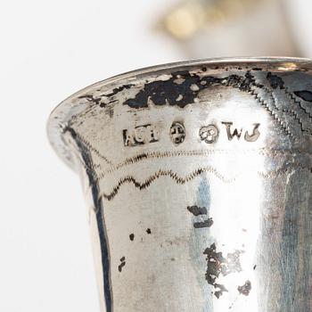 Three Swedish silver cups, 19th century.