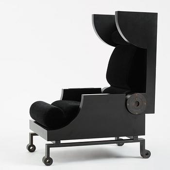 Alexander H Damsbo & Henrik Ingemann Nielsen, a "HC-Andersen Chair" armchair/table, ed. 3/49, Källemo, post 2005.