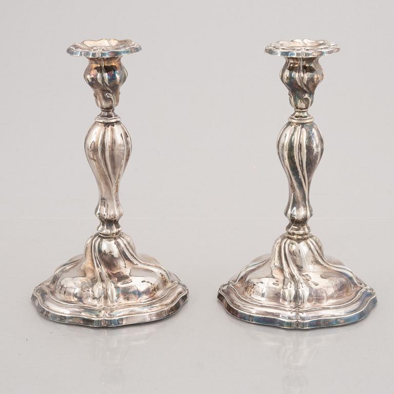 A Pair of Norwegian Silver Candlesticks, mark of Theodor Olsens Eftf, mid-20th Century.