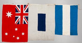 A set of maritime signal flags, 34 parts, 20th century.