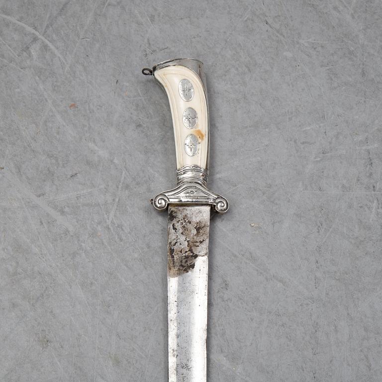 An 18th Century hunting sword with ivory handle.