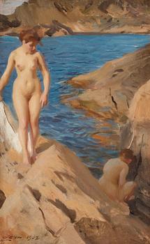 291. Anders Zorn, Study from the archipelago with two nudes.