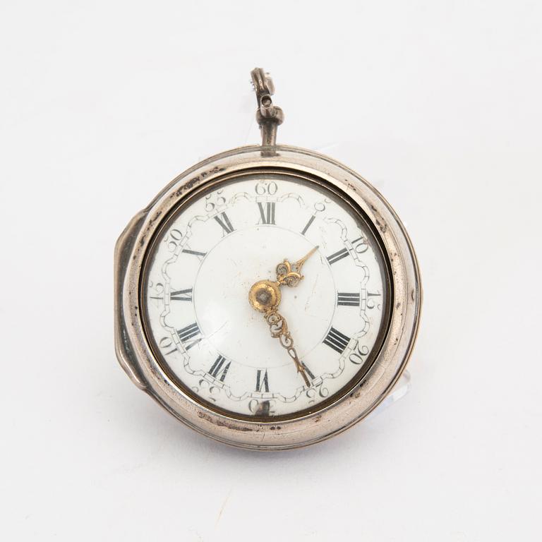 A set of three different 18th/19th century silver pocket watches.