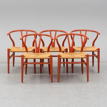 HANS J WEGNER, a set of 5  laquered Y-chairs, Denmark. Second half of the 20th century.