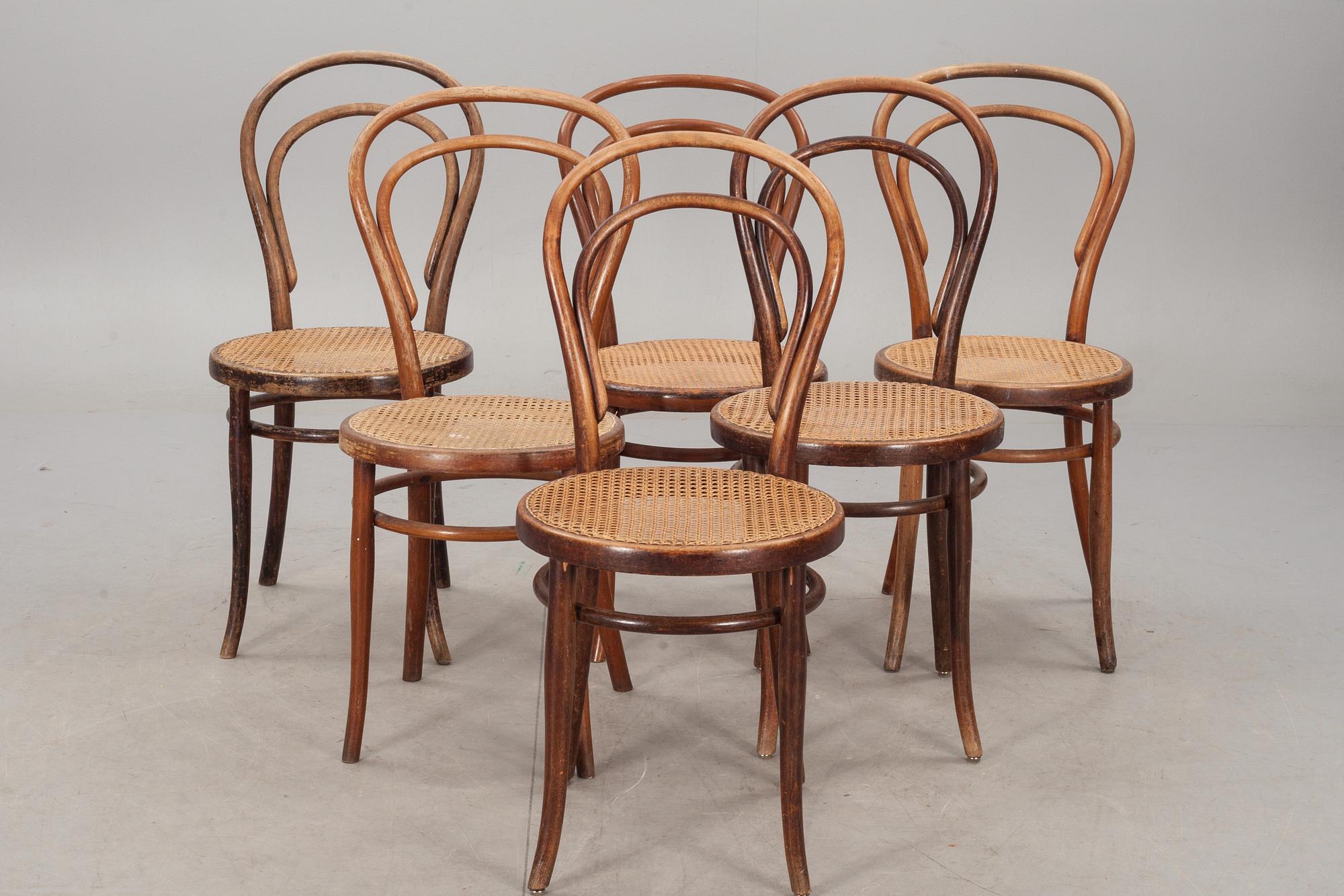 STOLAR, 6 st, sk. Caféstolar. 1900-talets början.