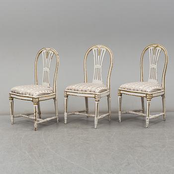 STOLAR, 3 stycken, gustavianska stockholmsarbeten, 1700-talets slut.