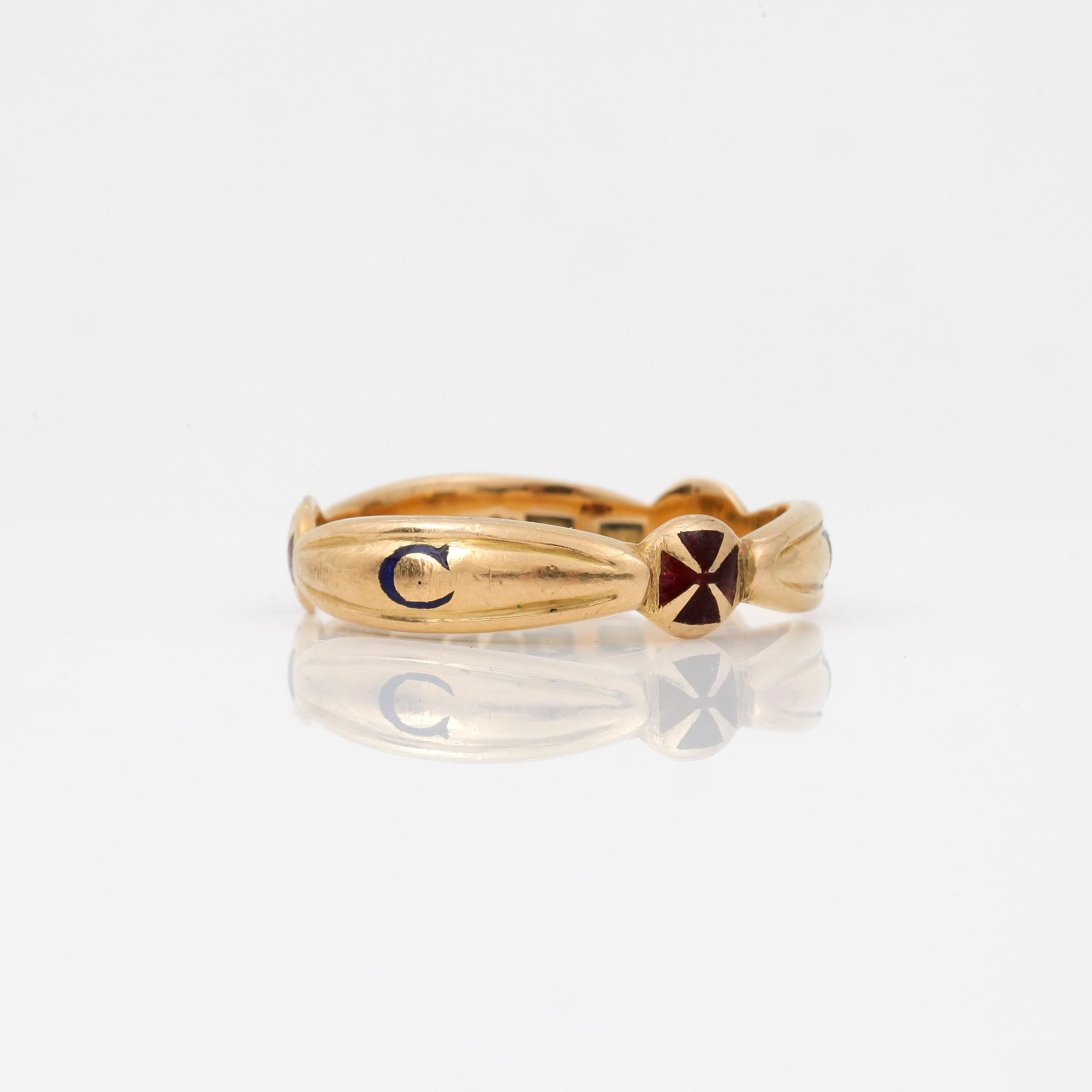 RING, 18k guld, otydliga stämplar. Vikt ca 9,5 gram. 1900-tal.