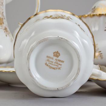 TÉ och KAFFESERVIS, 24 delar, porslin, "Antoinette", Royal Albert.