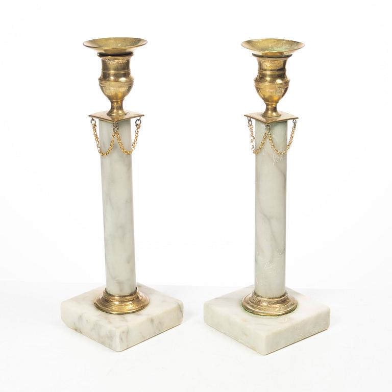 A pair of candelabra, late Gustavian, circa 1800.