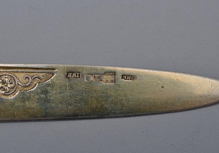 A LETTER KNIFE, 84 silver. Nichols & Plincke St Petersburg 1847.