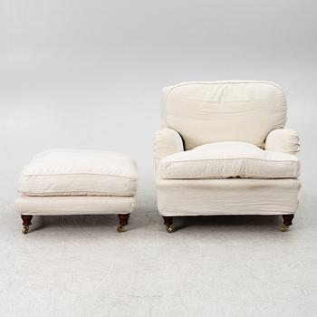 Fåtölj med fotpall, modell "Charles", Jio Möbler.