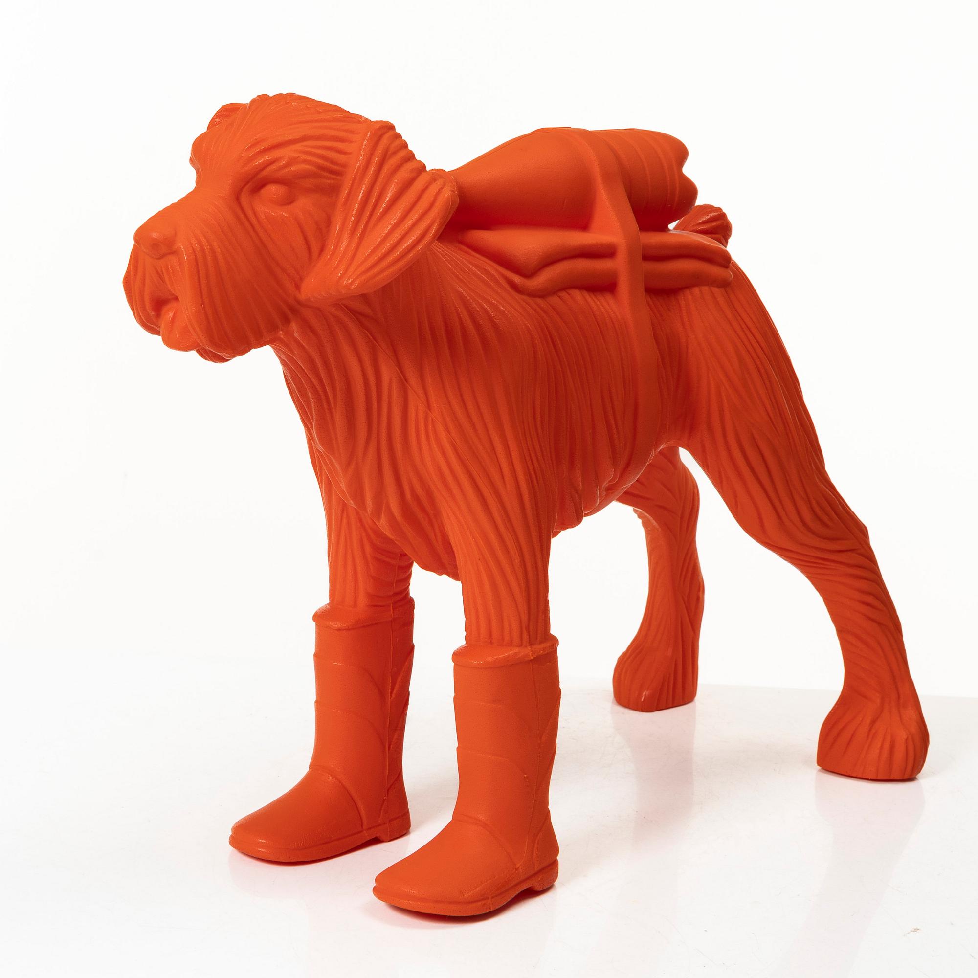 William Sweetlove, "Cloned Schnauzer with water bottle". (Orange).