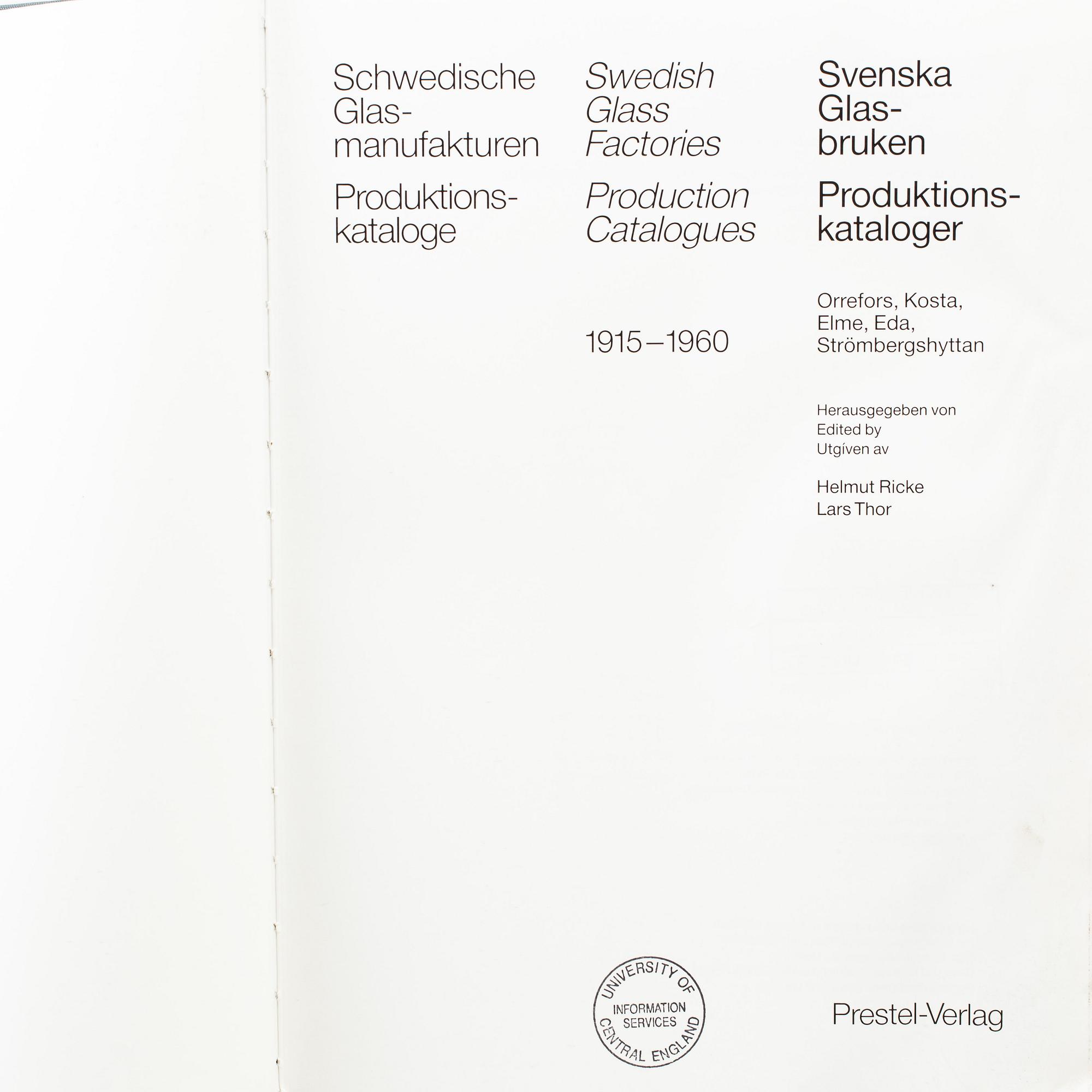 a lot of two books about swedish glass, including Glas in Schweden