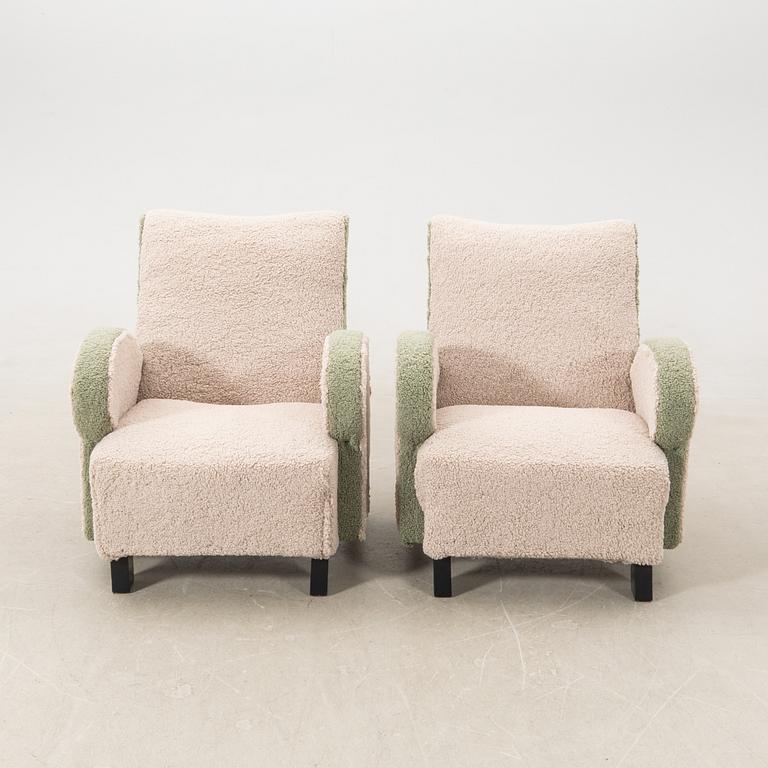 Armchairs, a pair from the 1940s/50s.