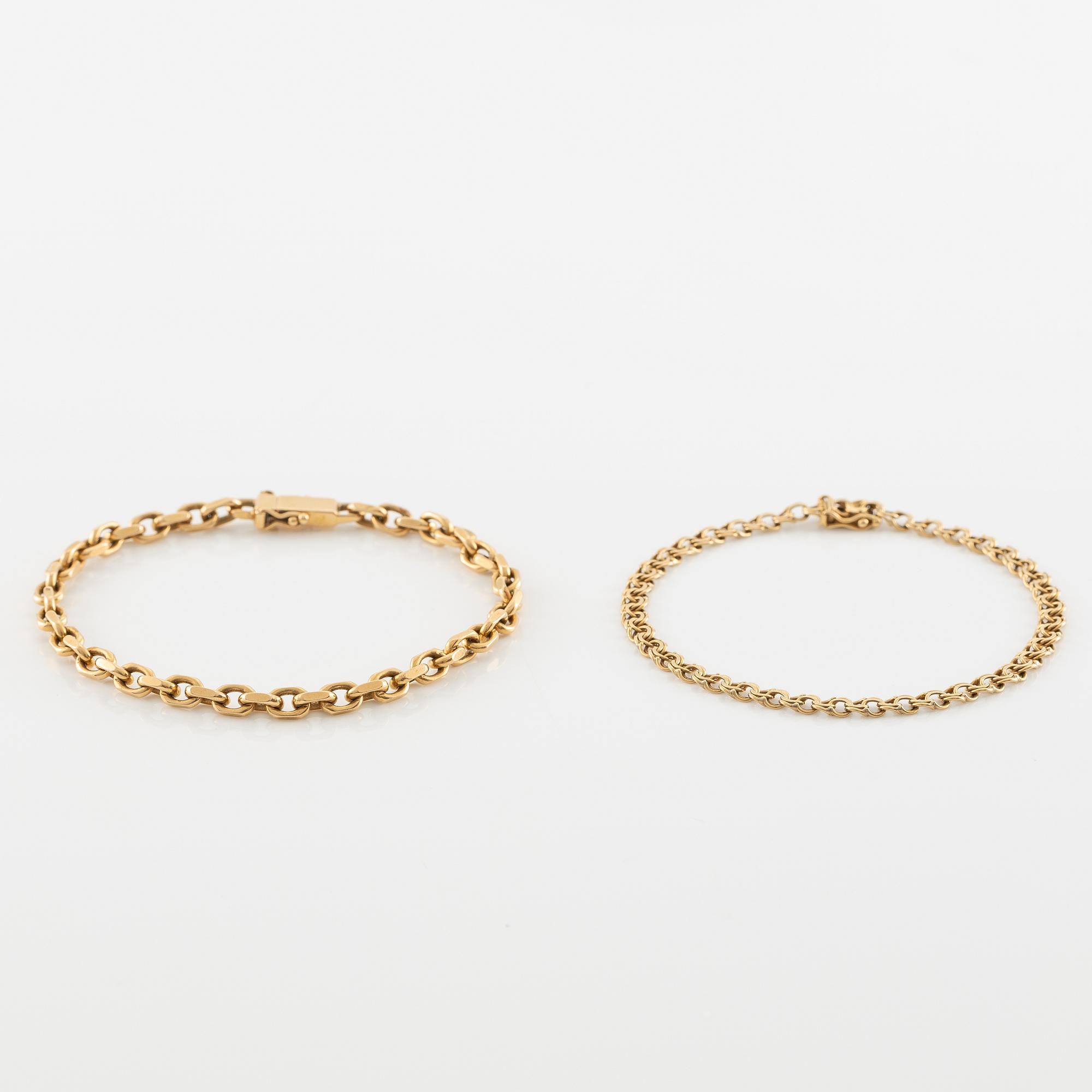 Bracelets, 2 pcs, 18K gold, of which one by Balestra.
