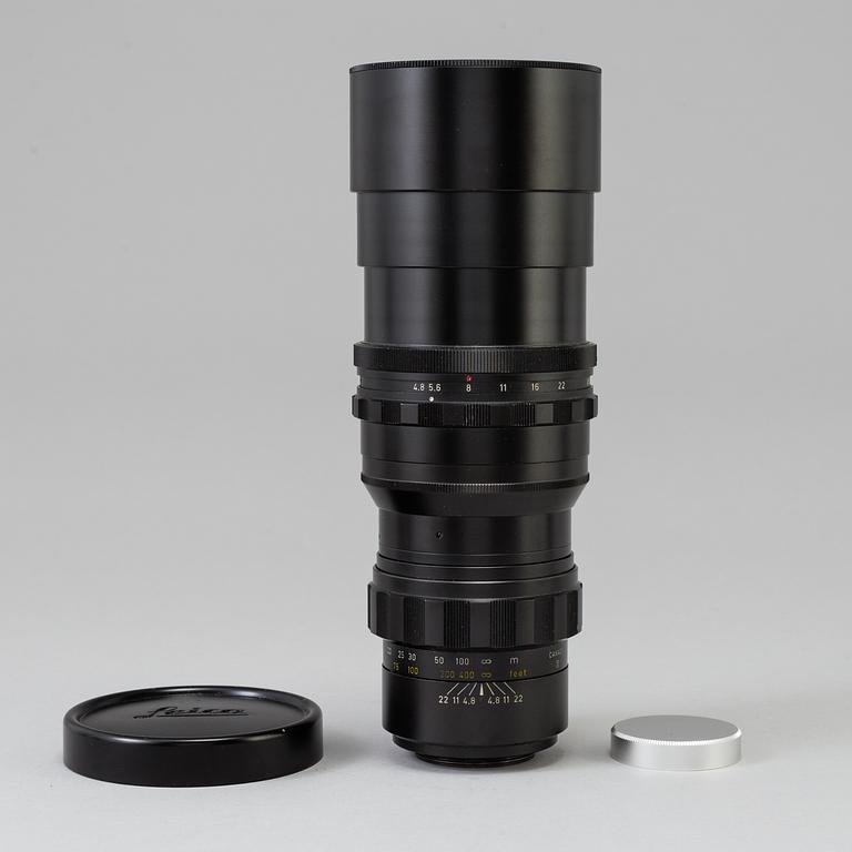A black Leica Telyt 1:4,8/280 lens no 2298867, Leitz Canada.