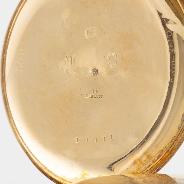 Fickur, 14K guld, "J.R. Losada, 241 Regent Street, London", savonett, armbandsur, 45,5 mm.