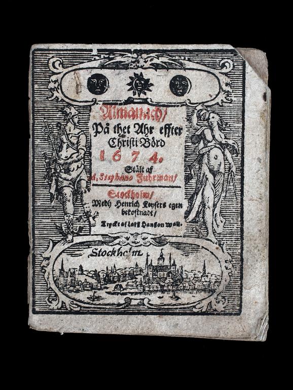 ALMANACKA, Fuhrman, Stockholm 1674.