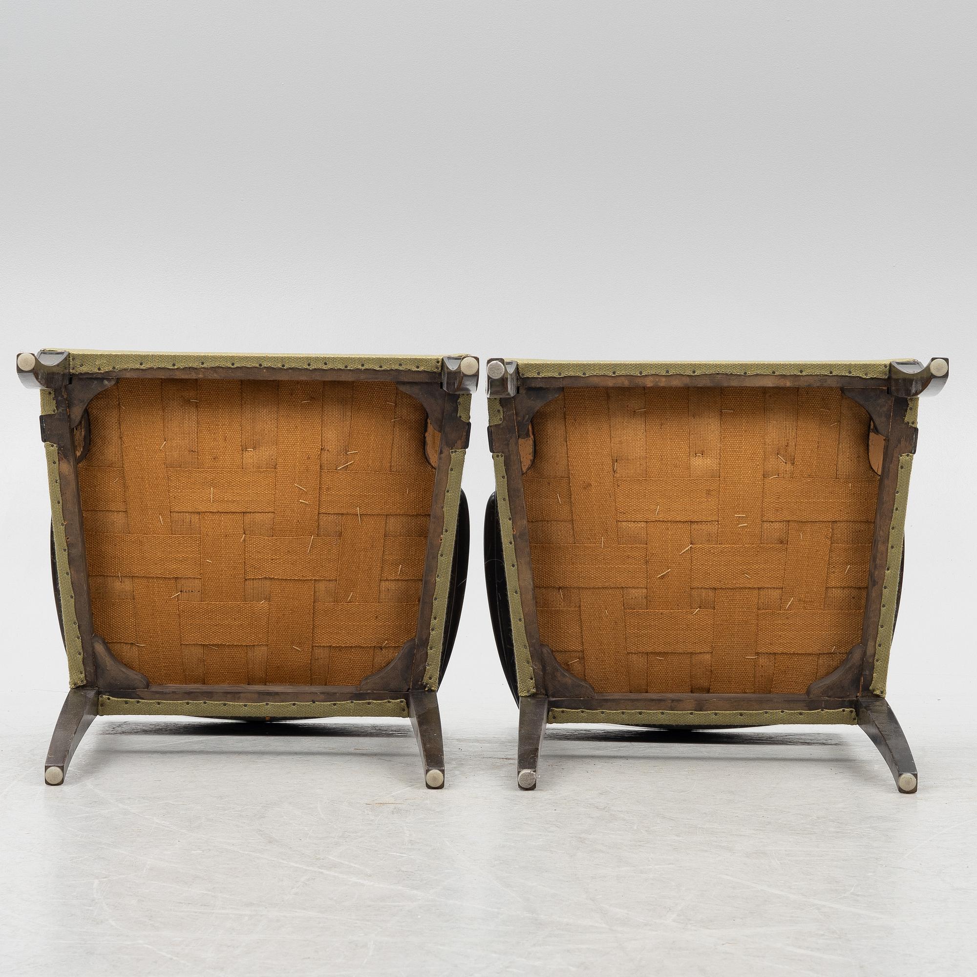 A pair of 'Rosenborg' Swedish Grace armchairs, Seffle Möbelfabrik, 1920s/30s.