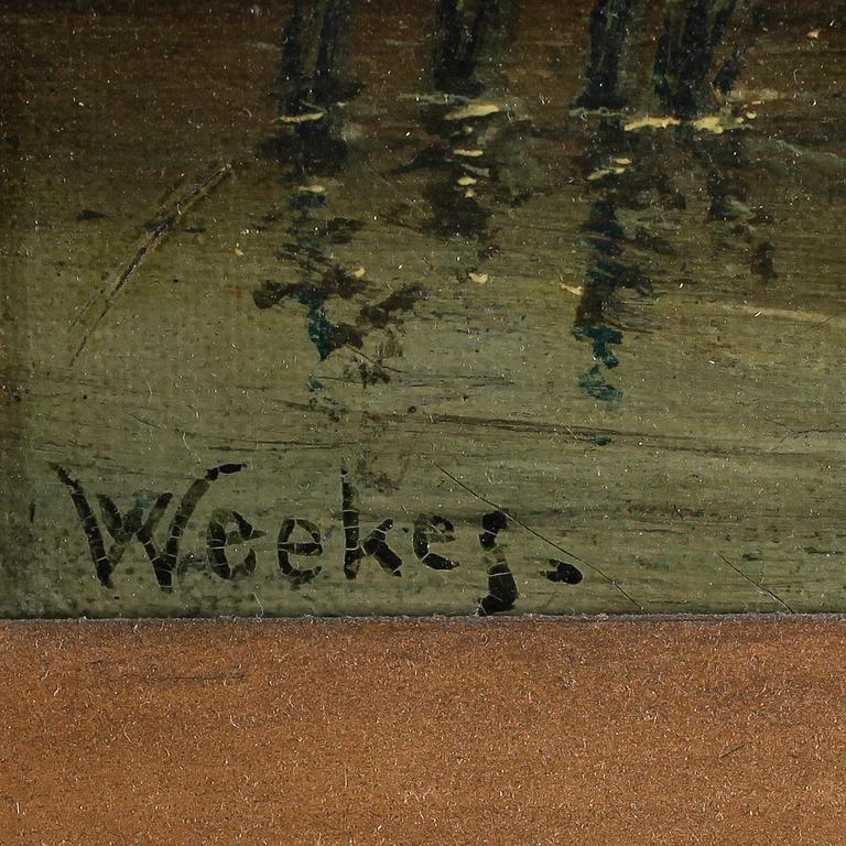 WILLIAM WEEKES, olja på duk, signerad, verksam i England 1856-1909.