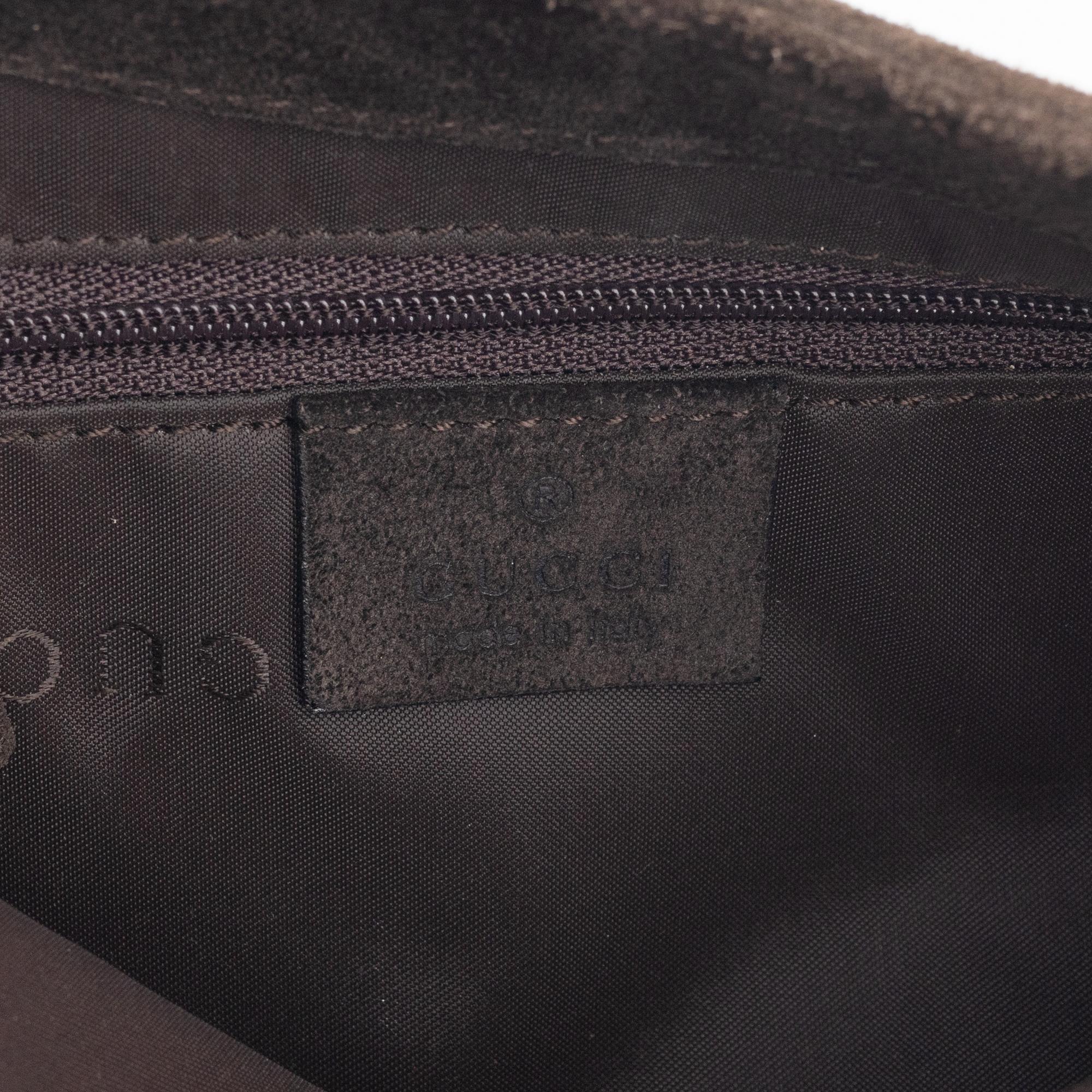 Gucci, a Bamboo suede bag.