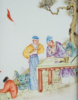 A chinese famille rose porcelain plaque, 20th Century.