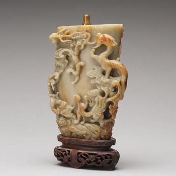 A sculptured stone vase, presumably late Qing dynasty.