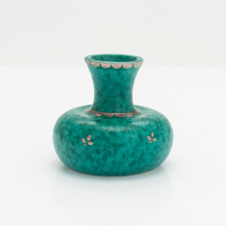 Wilhelm Kåge, fat, 2 st, samt vas "Argenta", Gustavsberg.